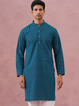 Traditional Cotton Blend Embroidered Kurta