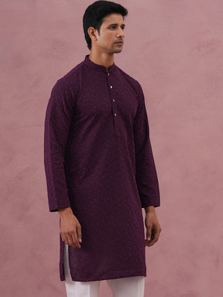 Traditional Cotton Blend Embroidered Kurta
