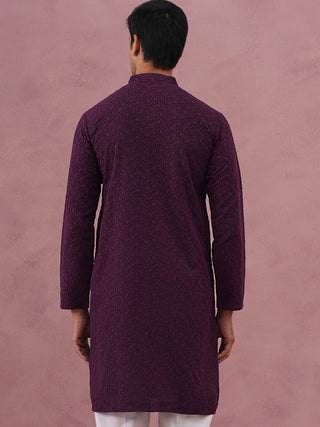 Traditional Cotton Blend Embroidered Kurta