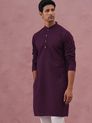 Traditional Cotton Blend Embroidered Kurta