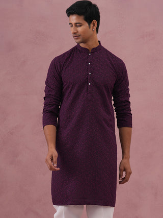 Traditional Cotton Blend Embroidered Kurta