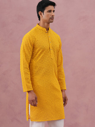 Traditional Cotton Blend Embroidered Kurta