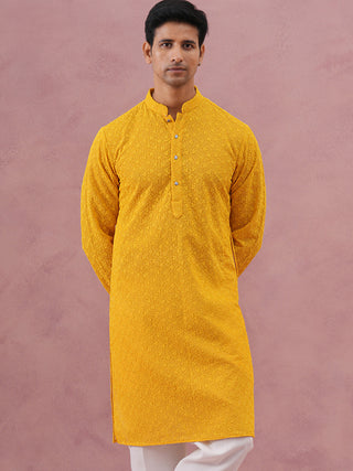 Traditional Cotton Blend Embroidered Kurta