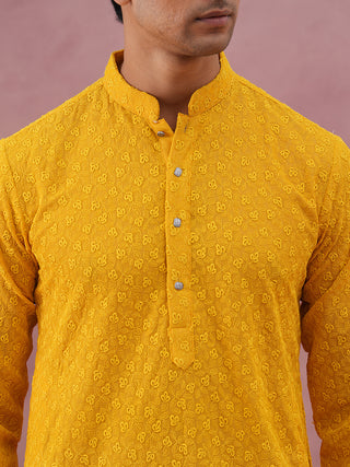 Traditional Cotton Blend Embroidered Kurta