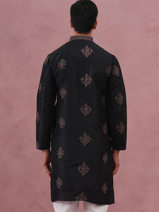 Silk Blend Black Kurta for Men