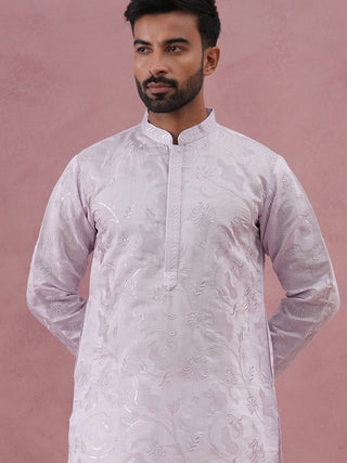Men's Embroidered Silk Blend Kurta