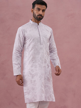 Men's Embroidered Silk Blend Kurta
