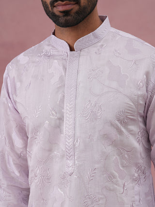 Men's Embroidered Silk Blend Kurta