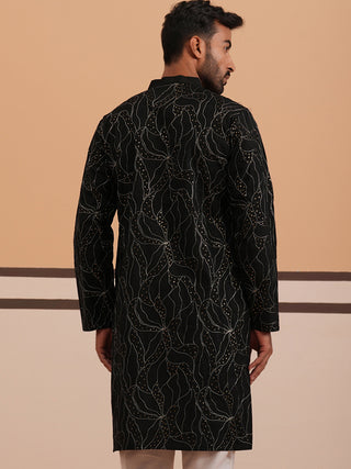 Silk Blend Embroidered & Sequinned Kurta