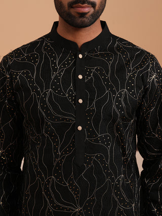 Silk Blend Embroidered & Sequinned Kurta