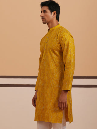 Silk Blend Embroidered & Sequinned Kurta