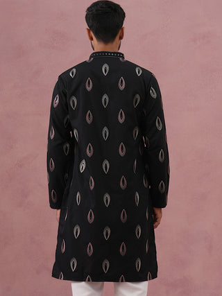 Festive Silk Blend Embroidered Kurta
