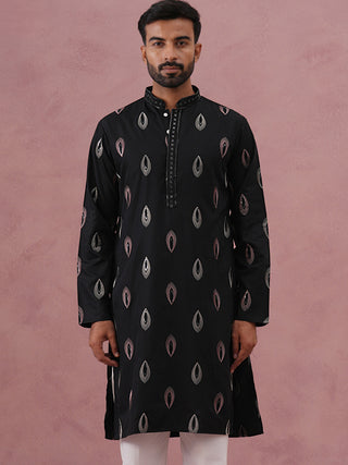 Festive Silk Blend Embroidered Kurta
