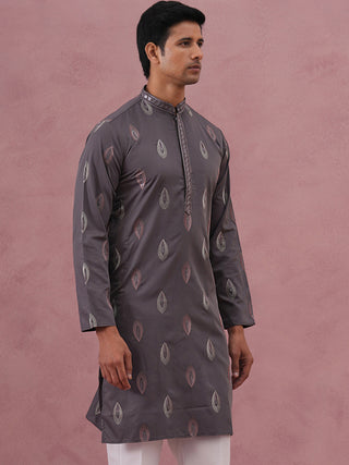 Festive Silk Blend Embroidered Kurta