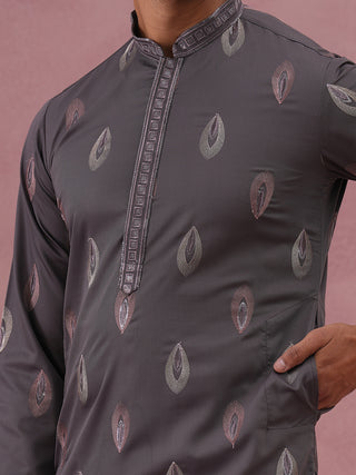 Festive Silk Blend Embroidered Kurta