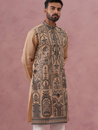 Men’s Silk Blend Embroidered Kurta
