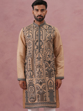 Men’s Silk Blend Embroidered Kurta