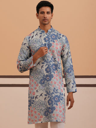 Men’s Printed Cotton Blend Kurta