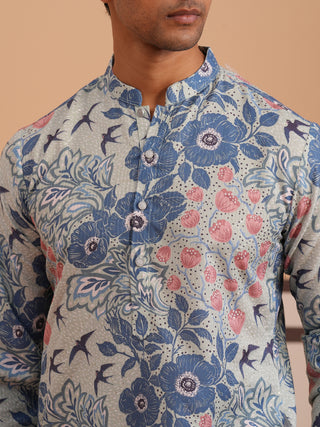 Men’s Printed Cotton Blend Kurta