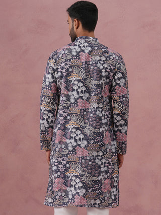 Men’s Printed Cotton Blend Kurta