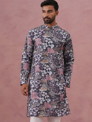 Men’s Printed Cotton Blend Kurta