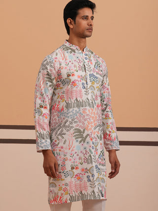 Men’s Printed Cotton Blend Kurta