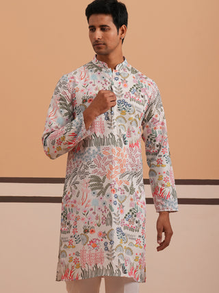 Men’s Printed Cotton Blend Kurta