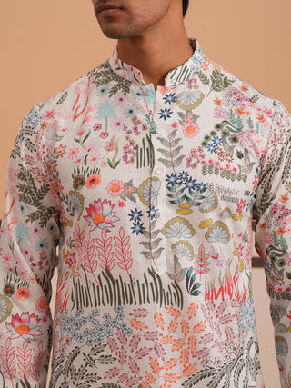 Men’s Printed Cotton Blend Kurta