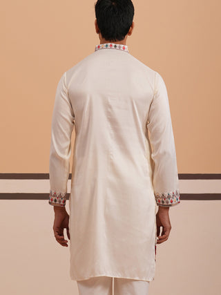 Floral Embroidered Silk Blend Kurta