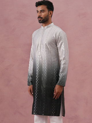 Ombre Silk Blend Kurta with Sequin Work
