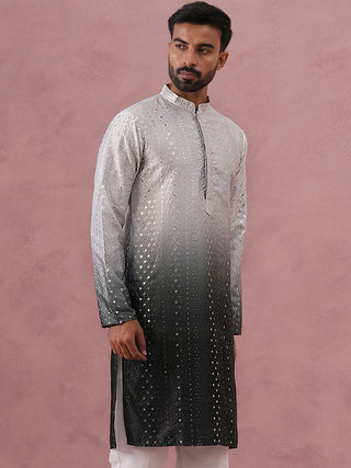 Ombre Silk Blend Kurta with Sequin Work