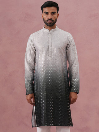 Ombre Silk Blend Kurta with Sequin Work