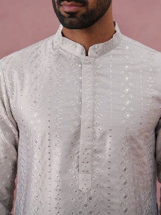 Ombre Silk Blend Kurta with Sequin Work