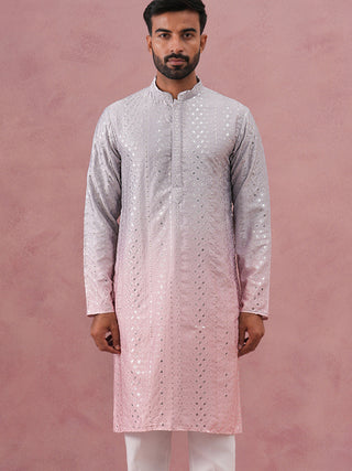 Ombre Silk Blend Kurta with Sequin Work