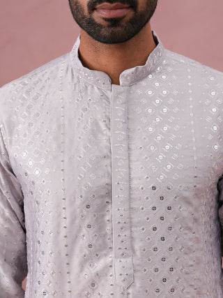 Ombre Silk Blend Kurta with Sequin Work