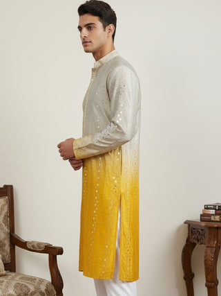 Ombre Silk Blend Kurta with Sequin Work