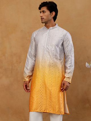 Ombre Silk Blend Sequin Kurta for Men