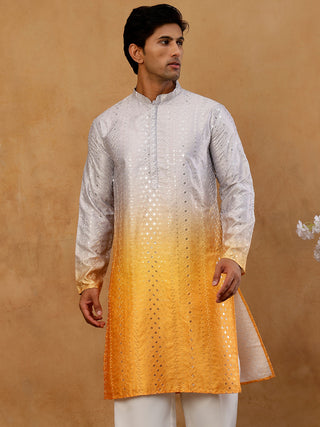 Ombre Silk Blend Sequin Kurta for Men