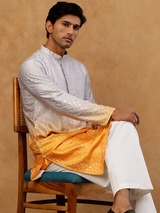 Ombre Silk Blend Sequin Kurta for Men