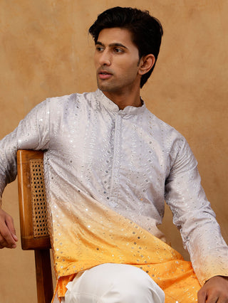 Ombre Silk Blend Sequin Kurta for Men