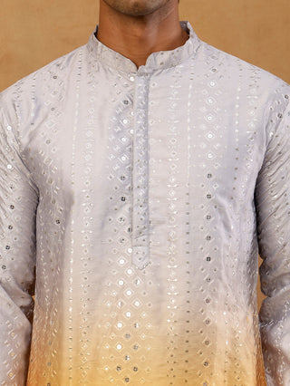 Ombre Silk Blend Sequin Kurta for Men