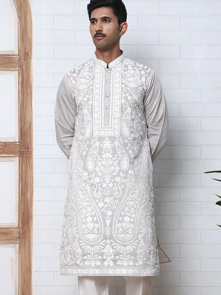 Floral Embroidered Silk Blend Kurta