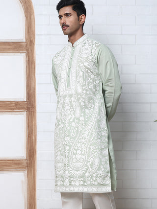 Floral Embroidered Silk Blend Kurta