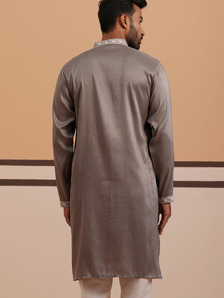 Festive Silk Blend Kurta with Sequins Work