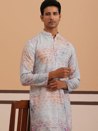 Abstract Printed & Embroidered Kurta