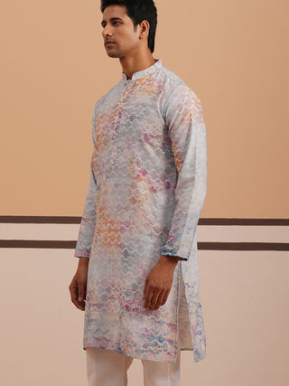 Abstract Printed & Embroidered Kurta
