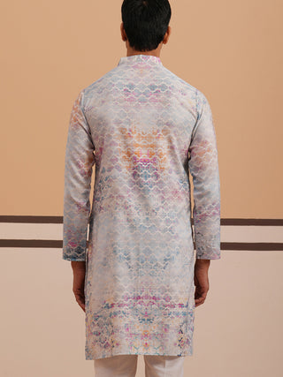 Abstract Printed & Embroidered Kurta