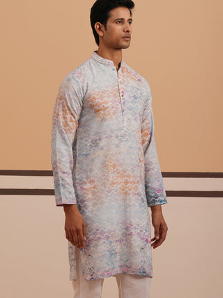 Abstract Printed & Embroidered Kurta