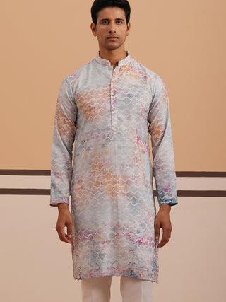 Abstract Printed & Embroidered Kurta