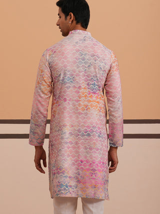 Abstract Printed & Embroidered Kurta